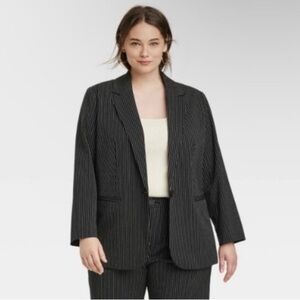 NWT A New Day Black White Pin Stripe Blazer Jacket womens career business work